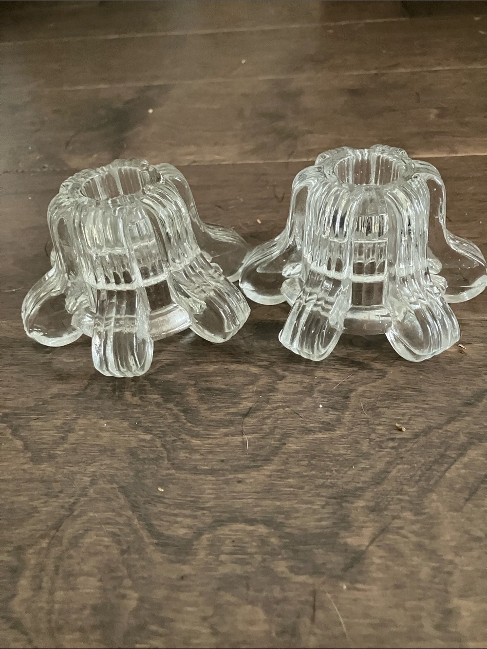 Vintage Tea light flip to taper candle glass Candle Holders - Set of 2